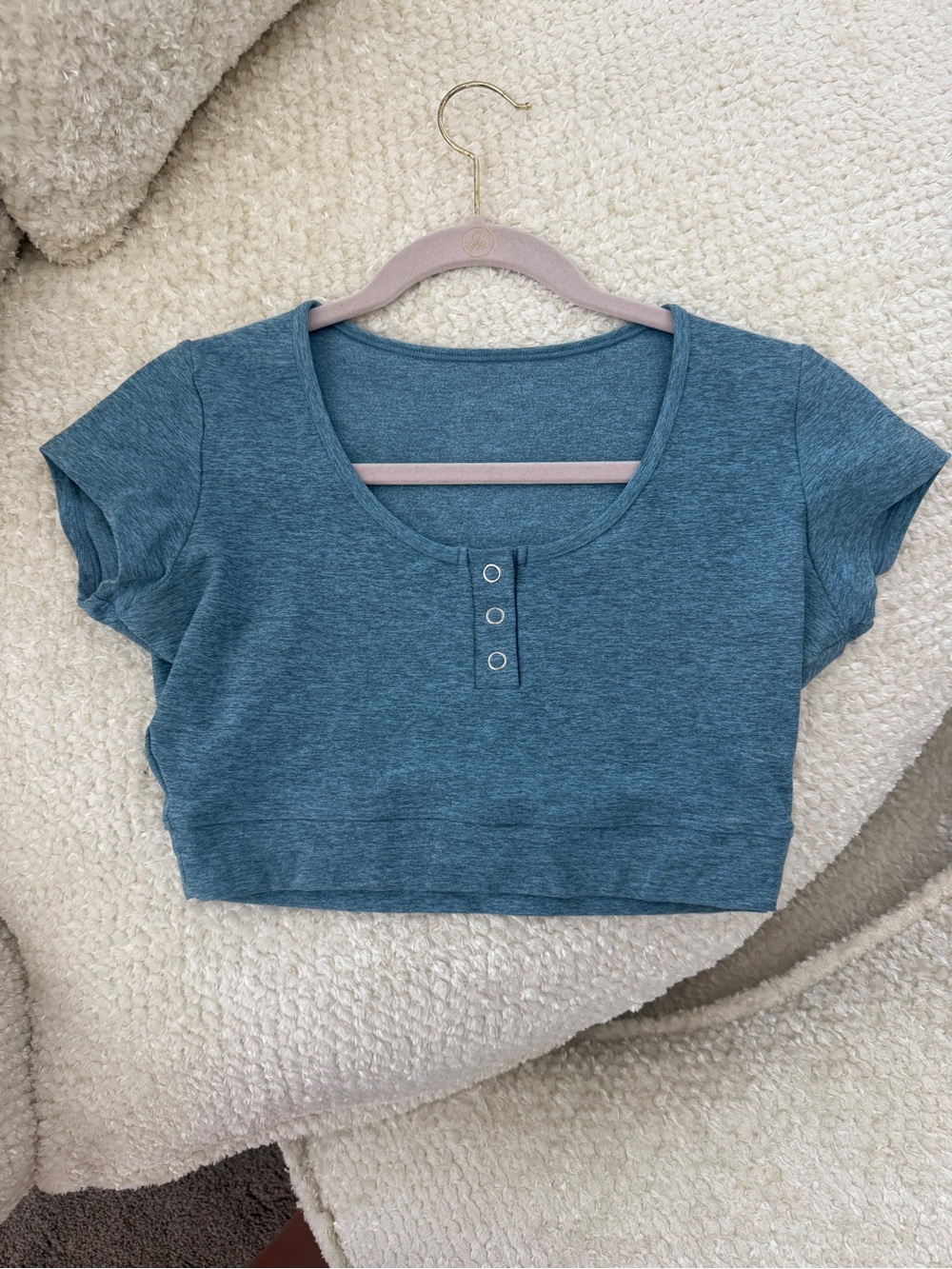 Bombshell Sportswear Teal Heather Crop Henley